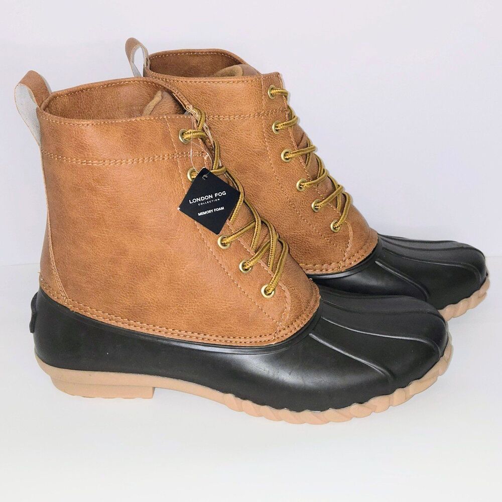 LONDON FOG Boots Seth Duck Cognac Brown CL30424M Rain/Snow Men Size 12M NWT NEW!